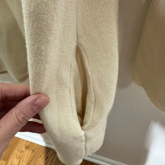 Burgess Minimal Cashmere Lauren Sweater Women L Cream High Neck Cotton Tunic - Picture 5 of 8